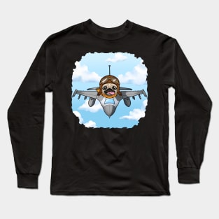 Pug Ace in the Skies: Fighter Plane Pilot Pug Long Sleeve T-Shirt